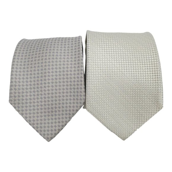 Nicole Miller Jones New York Silk Ties Gray Blue White Cream Lot Of 2 - Picture 10 of 12